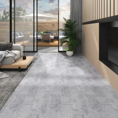 VidaXL Planches de plancher PVC 5,26 m² 2 mm Gris ciment 4 VidaXL Planches de plancher PVC 5,26 m² 2 mm Gris ciment – Image 2