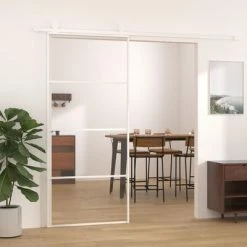 VidaXL Porte coulissante Verre ESG et aluminium 90x205 cm Blanc -Matériaux de construction Soldes image 1 151660