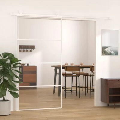 VidaXL Porte coulissante Verre ESG et aluminium 102,5x205 cm Blanc 4 VidaXL Porte coulissante Verre ESG et aluminium 102,5x205 cm Blanc – Image 2