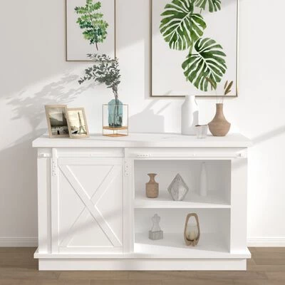 VidaXL Mini kit porte coulissante grange Acier au carbone Blanc 122 cm 4 VidaXL Mini kit porte coulissante grange Acier au carbone Blanc 122 cm – Image 2