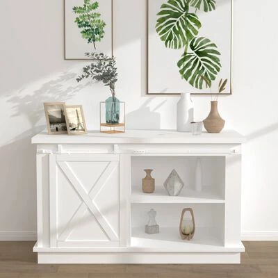 VidaXL Mini kit porte coulissante grange Acier au carbone Blanc 122 cm 4 VidaXL Mini kit porte coulissante grange Acier au carbone Blanc 122 cm – Image 2