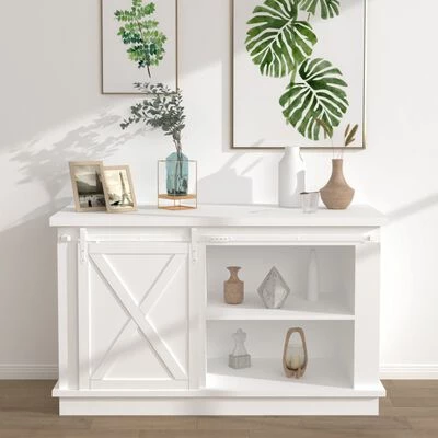 VidaXL Mini kit porte coulissante grange Acier au carbone Blanc 122 cm 4 VidaXL Mini kit porte coulissante grange Acier au carbone Blanc 122 cm – Image 2