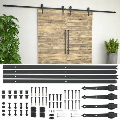 VidaXL Kit de matériel pour porte coulissante 2 x 183 cm Acier Noir 4 VidaXL Kit de matériel pour porte coulissante 2 x 183 cm Acier Noir – Image 2