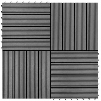 VidaXL Carreaux de terrasse 22 pcs 30 x 30 cm 2 m² WPC Gris 3 VidaXL Carreaux de terrasse 22 pcs 30 x 30 cm 2 m² WPC Gris