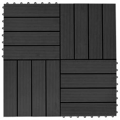 VidaXL Carreaux de terrasse 22 pcs 30 x 30 cm 2 m² WPC Noir