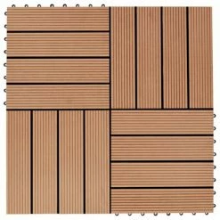 VidaXL Carreaux de terrasse 22 pcs 30 x 30 cm 2 m² WPC Teck
