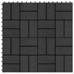 VidaXL Carreaux de terrasse 22 pcs 30 x 30 cm 2 m² WPC Noir