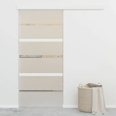 VidaXL Porte coulissante à butées Verre ESG et aluminium 90x205 cm 4 VidaXL Porte coulissante à butées Verre ESG et aluminium 90x205 cm – Image 2