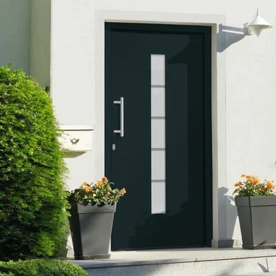 VidaXL Porte d'entrée Aluminium et PVC Anthracite 100x200 cm 4 VidaXL Porte d'entrée Aluminium et PVC Anthracite 100x200 cm – Image 2