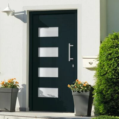 VidaXL Porte d'entrée Aluminium et PVC Anthracite 100x210 cm 4 VidaXL Porte d'entrée Aluminium et PVC Anthracite 100x210 cm – Image 2