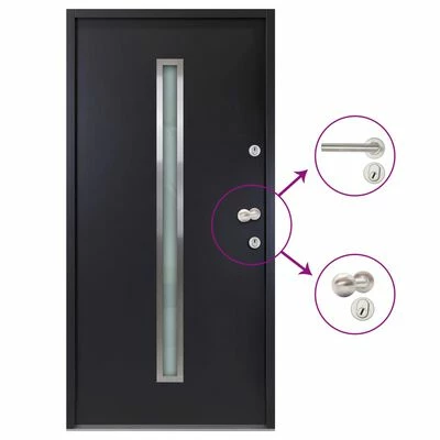VidaXL Porte d'entrée Aluminium Anthracite 110x207,5 cm 3 VidaXL Porte d'entrée Aluminium Anthracite 110x207,5 cm
