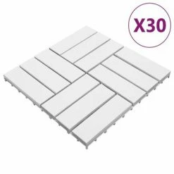 VidaXL Tuiles de terrasse 30 pcs Blanc 30x30 cm Bois massif d'acacia