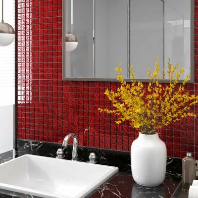 VidaXL Carreaux mosaïque 22 pcs Rouge 30x30 cm Verre 4 VidaXL Carreaux mosaïque 22 pcs Rouge 30x30 cm Verre – Image 2