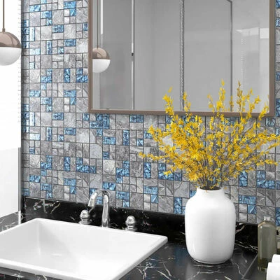 VidaXL Carreaux mosaïque 11 pcs Gris et bleu 30x30 cm Verre 4 VidaXL Carreaux mosaïque 11 pcs Gris et bleu 30x30 cm Verre – Image 2