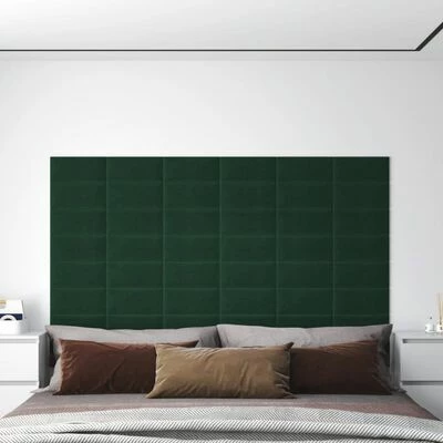 VidaXL Panneaux muraux 12 pcs Vert foncé 30x15 cm Tissu 0,54 m² 4 VidaXL Panneaux muraux 12 pcs Vert foncé 30x15 cm Tissu 0,54 m² – Image 2