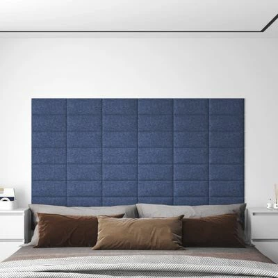VidaXL Panneaux muraux 12 pcs Bleu 30x15 cm Tissu 0,54 m² 4 VidaXL Panneaux muraux 12 pcs Bleu 30x15 cm Tissu 0,54 m² – Image 2