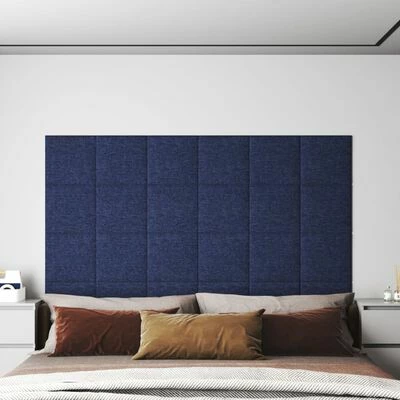 VidaXL Panneaux muraux 12 pcs Bleu 30x30 cm Tissu 1,08 m² 4 VidaXL Panneaux muraux 12 pcs Bleu 30x30 cm Tissu 1,08 m² – Image 2