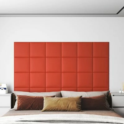 VidaXL Panneaux muraux 12 pcs Rouge 30x30 cm Similicuir 1,08 m² 4 VidaXL Panneaux muraux 12 pcs Rouge 30x30 cm Similicuir 1,08 m² – Image 2