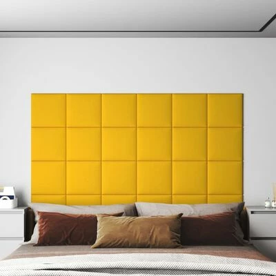 VidaXL Panneaux muraux 12 pcs Jaune 30x30 cm Velours 1,08 m² 4 VidaXL Panneaux muraux 12 pcs Jaune 30x30 cm Velours 1,08 m² – Image 2