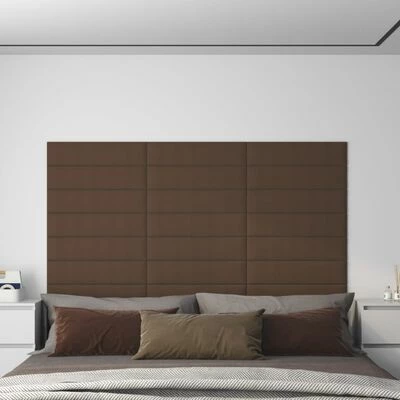 VidaXL Panneaux muraux 12 pcs Marron 60x15 cm Tissu 1,08 m² 4 VidaXL Panneaux muraux 12 pcs Marron 60x15 cm Tissu 1,08 m² – Image 2