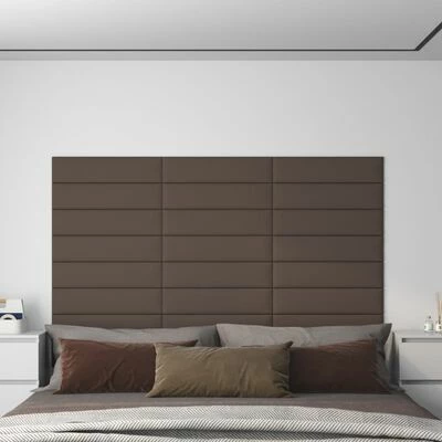 VidaXL Panneaux muraux 12 pcs Taupe 60x15 cm Tissu 1,08 m² 4 VidaXL Panneaux muraux 12 pcs Taupe 60x15 cm Tissu 1,08 m² – Image 2