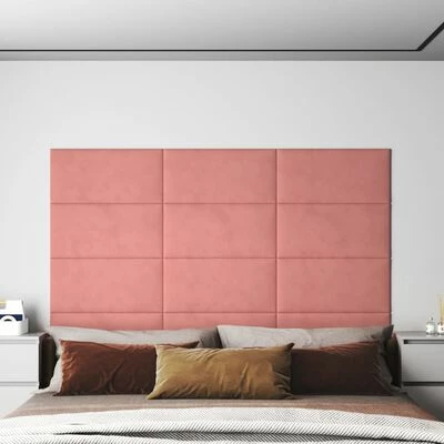 VidaXL Panneaux muraux 12 pcs Rose 60x30 cm Velours 2,16 m² 4 VidaXL Panneaux muraux 12 pcs Rose 60x30 cm Velours 2,16 m² – Image 2
