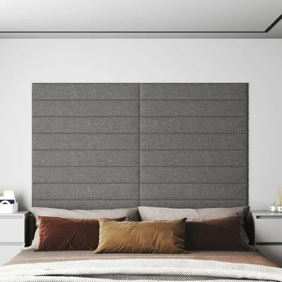 VidaXL Panneaux muraux 12 pcs Gris clair 90x15 cm Tissu 1,62 m² 4 VidaXL Panneaux muraux 12 pcs Gris clair 90x15 cm Tissu 1,62 m² – Image 2