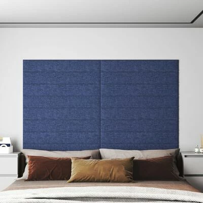 VidaXL Panneaux muraux 12 pcs Bleu 90x15 cm Tissu 1,62 m² 4 VidaXL Panneaux muraux 12 pcs Bleu 90x15 cm Tissu 1,62 m² – Image 2