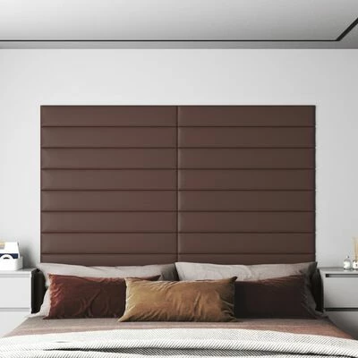 VidaXL Panneaux muraux 12 pcs Marron 90x15 cm Similicuir 1,62 m² 4 VidaXL Panneaux muraux 12 pcs Marron 90x15 cm Similicuir 1,62 m² – Image 2