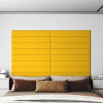 VidaXL Panneaux muraux 12 pcs Jaune 90x15 cm Velours 1,62 m² 4 VidaXL Panneaux muraux 12 pcs Jaune 90x15 cm Velours 1,62 m² – Image 2