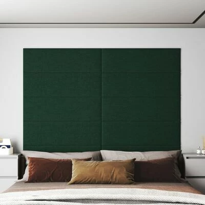 VidaXL Panneaux muraux 12 pcs Vert foncé 90x30 cm Tissu 3,24 m² 4 VidaXL Panneaux muraux 12 pcs Vert foncé 90x30 cm Tissu 3,24 m² – Image 2