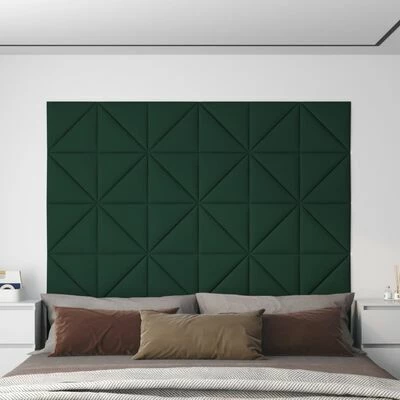 VidaXL Panneaux muraux 12 pcs Vert foncé 30x30 cm Tissu 1,08 m² 4 VidaXL Panneaux muraux 12 pcs Vert foncé 30x30 cm Tissu 1,08 m² – Image 2