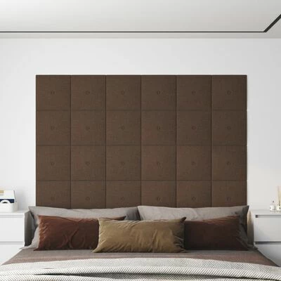 VidaXL Panneaux muraux 12 pcs Marron 30x30 cm Tissu 1,08 m² 4 VidaXL Panneaux muraux 12 pcs Marron 30x30 cm Tissu 1,08 m² – Image 2