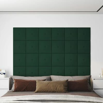VidaXL Panneaux muraux 12 pcs Vert foncé 30x30 cm Tissu 1,08 m² 4 VidaXL Panneaux muraux 12 pcs Vert foncé 30x30 cm Tissu 1,08 m² – Image 2