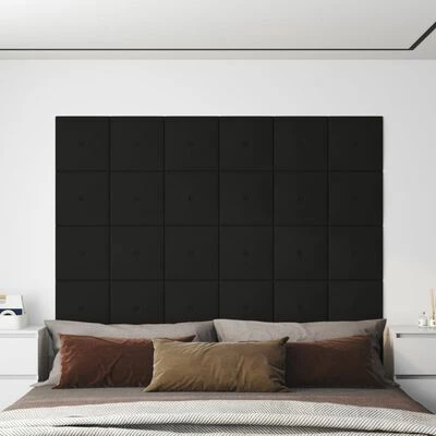 VidaXL Panneaux muraux 12 pcs Noir 30x30 cm Tissu 1,08 m² 4 VidaXL Panneaux muraux 12 pcs Noir 30x30 cm Tissu 1,08 m² – Image 2