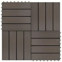 VidaXL Carreau de terrasse 11 pcs WPC 30 x 30 cm 1 m² Marron foncé