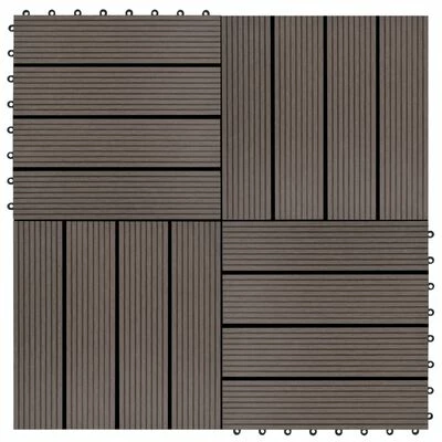 VidaXL Carreau de terrasse 11 pcs WPC 30 x 30 cm 1 m² Marron foncé 3 VidaXL Carreau de terrasse 11 pcs WPC 30 x 30 cm 1 m² Marron foncé