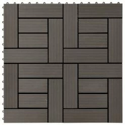 VidaXL Carreau de terrasse 11 pcs WPC 30 x 30 cm 1 m² Marron foncé
