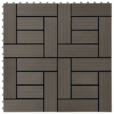 VidaXL Carreau de terrasse 11 pcs WPC 30 x 30 cm 1 m² Marron foncé 3 VidaXL Carreau de terrasse 11 pcs WPC 30 x 30 cm 1 m² Marron foncé