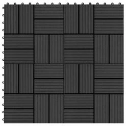 VidaXL Carreau de terrasse 11 pcs WPC 30 x 30 cm 1 m² Noir