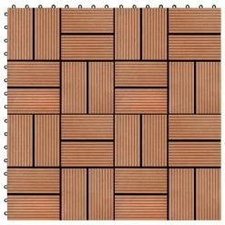 VidaXL Carreau de terrasse 11 pcs WPC 30 x 30 cm 1 m² Couleur Teck