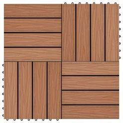 VidaXL Carreau de terrasse en relief 11 pcs WPC 30 x 30 cm 1 m² Marron
