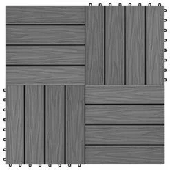 VidaXL Carreau de terrasse en relief 11 pcs WPC 30 x 30 cm 1 m² Gris
