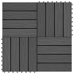 VidaXL Carreau de terrasse en relief 11 pcs WPC 30 x 30 cm 1 m² Noir