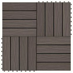 VidaXL Carreau de terrasse en relief 11 pcs WPC 30x30 cm 1 m² Marron