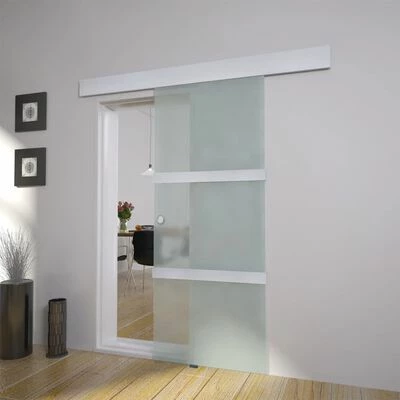 VidaXL Porte coulissante Verre et aluminium 178 cm Argenté 4 VidaXL Porte coulissante Verre et aluminium 178 cm Argenté – Image 2