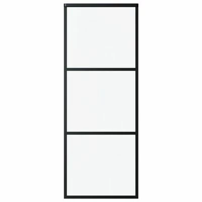 VidaXL Porte coulissante Verre ESG et aluminium 76x205 cm Noir 3 VidaXL Porte coulissante Verre ESG et aluminium 76x205 cm Noir
