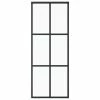 VidaXL Porte coulissante Verre ESG et aluminium 76x205 cm Noir -Matériaux de construction Soldes image 2 151011