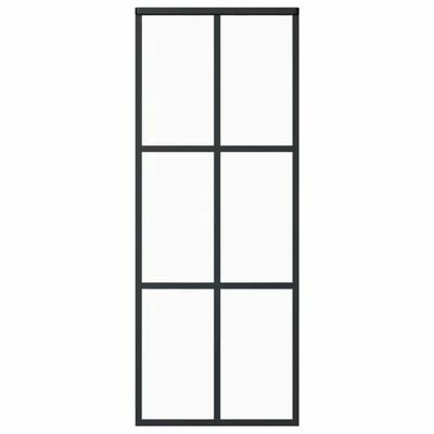 VidaXL Porte coulissante Verre ESG et aluminium 76x205 cm Noir 3 VidaXL Porte coulissante Verre ESG et aluminium 76x205 cm Noir