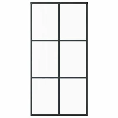 VidaXL Porte coulissante Verre ESG et aluminium 102x205 cm Noir 3 VidaXL Porte coulissante Verre ESG et aluminium 102x205 cm Noir